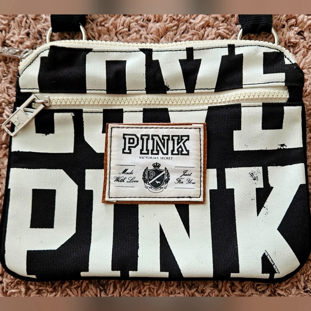 PINK (VICTORIA'S SECRET) Crossbody in Black and White